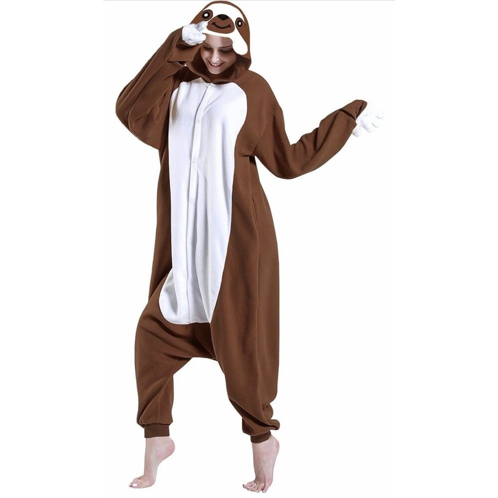 EUC Cosplay SLOTH Full Body Suit Costume Size Adult Med Halloween Pockets